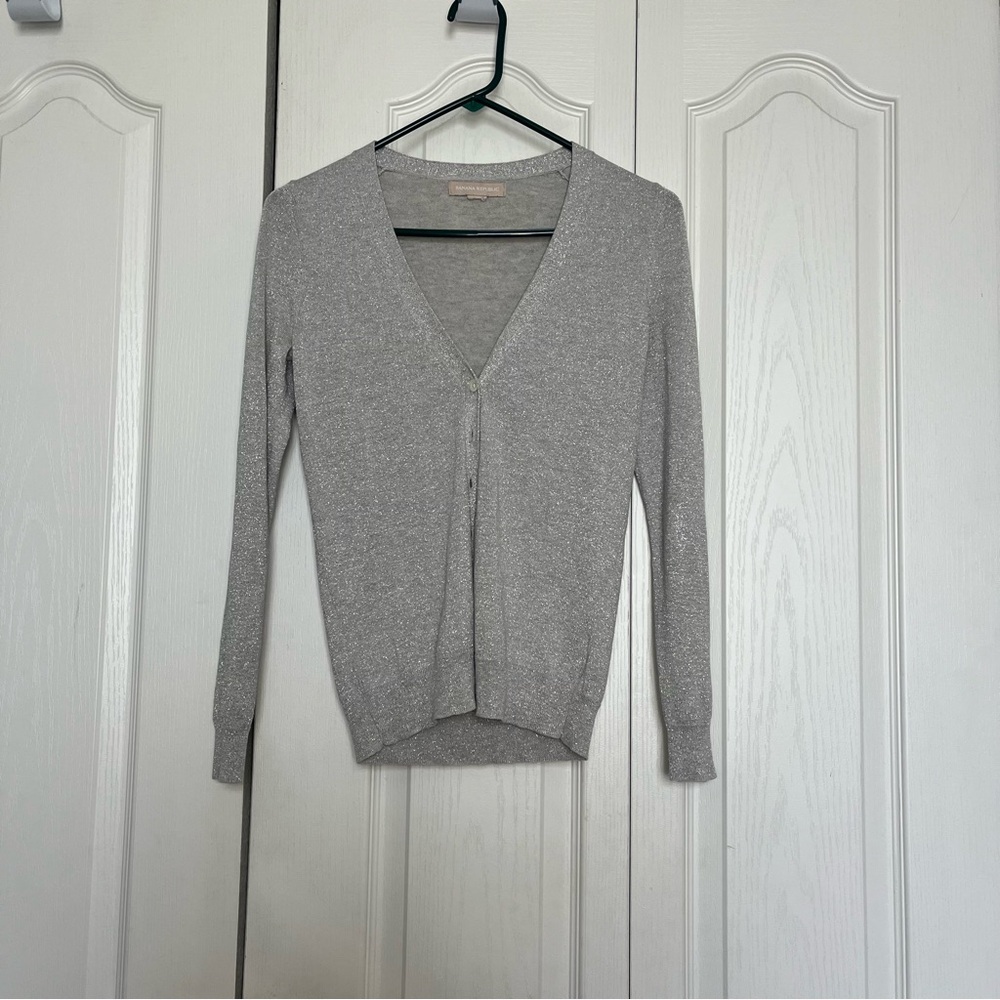 Banana Republic Silver Metallic Cardigan (Box B)